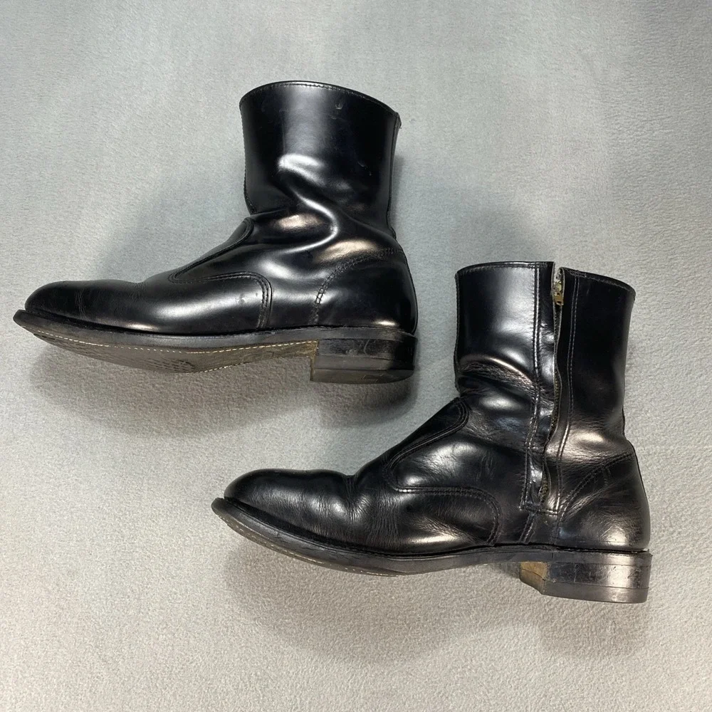 Vintage Iron Age Men's 12EEE Leather Boots Side Zip USA Union Made No Insoles